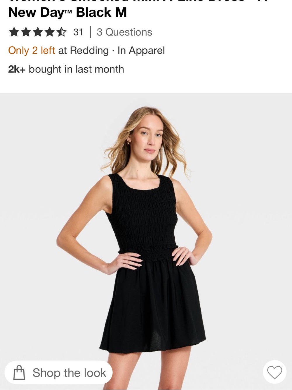 a new day Black Smocked Sleeveless Mini Dress